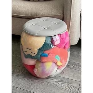 인형보관함 투명형 인테리어 수납함 원형 회색 소품정리함 의자