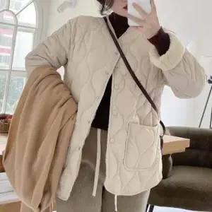 (색상 아이보리)HL] 패딩점퍼 여성 누빔 양털 퀼팅 초겨울 아우터