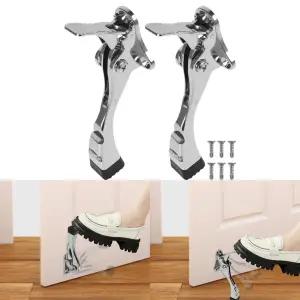 2개 킥다운 도어 스토퍼 높이 조절 가능 및 미끄럼 방지 고무 팁 스테인리스 스틸 도어