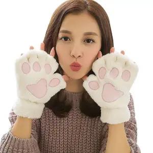 귀여운 고양이장갑 겨울장갑 여성 여성 겨울스마트폰터치 털 반 고양이 손 스마트폰터치 여성 장갑 털 겨울