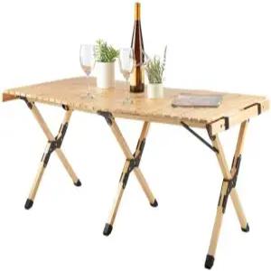 접이식 캠핑 테이블 - 4피트 롤업 휴대용 피크닉 테이블(캐리백 포함) 실내외 저높이 여행 파티 또는 비치