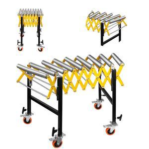 1000파운드 조절 가능한 롤러 컨베이어, 23인치 와이드 컨베이어 벨트, 길이 23.6''-52'', 높이 30''-50'', 스케이트 휠이 있는 확장 창고 공장 목공 플래너용