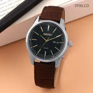 SNE529P1 태양충전 솔라파워 라운드 그린 정장캐쥬얼 남자 가죽 시계 d