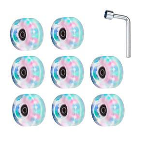 루미너스 쿼드[8팩], 실내 또는 실외 더블 로우 스케이팅을 위한 라이트 업 스피드 스케이트 휠 및 스케이트보드 32mm X 58mm의 로신 롤러