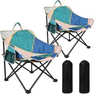 2팩 캠핑 의자 휴대용 접이식 소파 간편한 설치 파티오 사냥 낚시 야외 해변 피크닉 집 잔디 패딩 시트