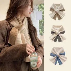 겨울 목도리 머플러 쁘띠목도리 겨울용 니트머플러 남녀공용 투톤 넥워머 방한용 데일리 목도리 KK715