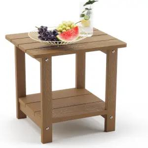 루에 보나 애디론댁 야외 사이드 테이블 2단 브라운 HDPS 파티오 엔드 내후성 수영장 현관용 모던