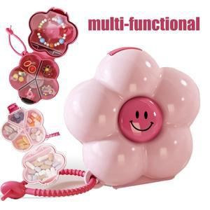 창의적인 휴대용 밀폐 꽃 약통 펜던트 방수 칸막이 포함 보석함 플라스틱 도파민 정리함 반지