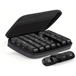 주간 알약 정리함 하루 4회 세미용 세련된 가방 휴대용 상자 7일용 남성용 28개 칸 포함