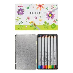 모나미 바우하우스 유성 색연필 12색 틴케이스 컬러링 색칠 미술 준비물
