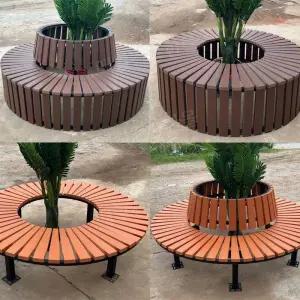 원형나무벤치 등받이 의자 나무 공원 방부목 원형 플라스틱