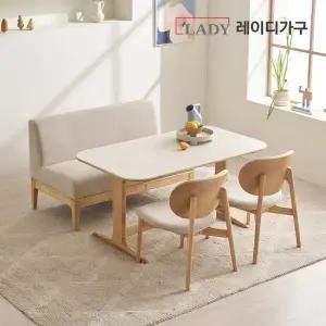 [3만원상품권]엘린 패밀리 원목 세라믹식탁 4인 세트 원목소파벤치의자형