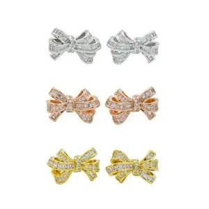 [신세계라이브쇼핑][옷자락] 여자 섬세한 미니 큐빅 리본 은침 스터드 귀걸이