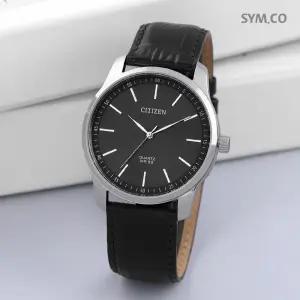 시티즌 BH5001-05H 심플 라운드 쿼츠 아날로그 클래식 차콜 남자 가죽 시계 d