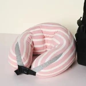 목쿠션 여행용 줄모늬 낮잠 목베개 기내용 핑크 (WFKDXV8)