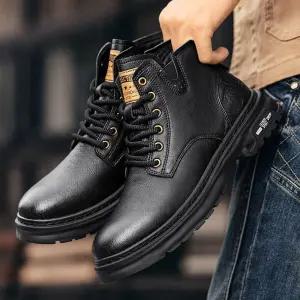 남자 클래식 워커 부츠 베이직 사이드지퍼 가죽소재 빈티지 아웃도어 일상화 데일리슈즈로우 신발 캐쥬얼