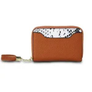 카드지갑 컬러 미니 가죽 지퍼 선물 라이트브라운탄 (WFKDXYK)