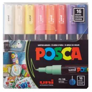 유니 포스카 수성 마카펜 PC-1M 16색 세트미술마카펜 컬러마카펜 수성마카 수