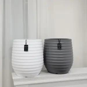 고강도 플라스틱 가로줄무늬 그린팟 34x42cm심플화분 식물용기 꽃용기 조경 원예 장식용 인테리어 화분
