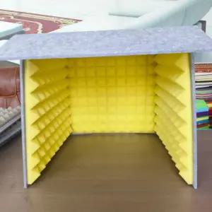 방음부스 미니 노래방 방송 탁상용 접이식 흡음 커버 60x60x6010+50mm옐로우