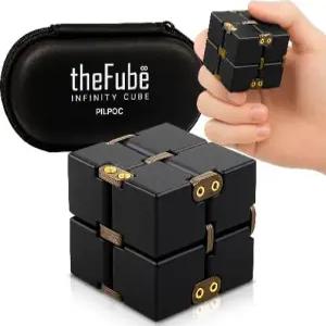 필포크 더퓨브 인피니티 큐브 피젯 장난감 - 케이스가 있는 알루미늄 매직 튼튼하고 무겁고 스트레스와