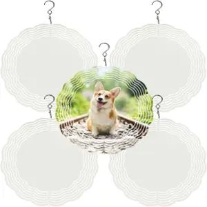 초노보 5팩 승화 윈드 스피너 블랭크 8인치 3D 알루미늄 금속 야드 및 가든 실내 야외 창문 현관 현관문