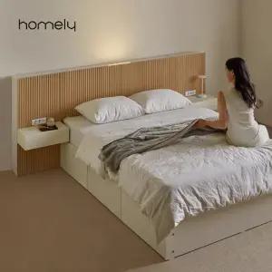 홈리 물결 E0 템바보드 LED 빅수납 3단 서랍 호텔 침대 프레임 Q