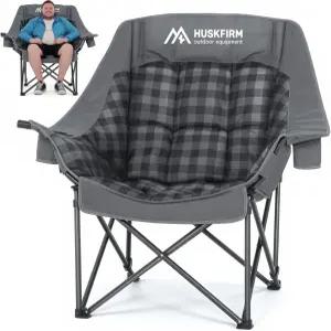 허스크펌 오버사이즈 캠핑 의자 접이식 패딩 헤비 듀티 XL - 컵 홀더 및 캐리백과 함께 야외 스포츠 해변