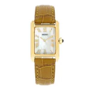 세이코 여성 가죽 손목 시계 클래식 스퀘어 SWR100P1