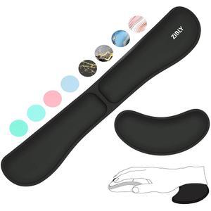 컴퓨터용 Zibly 인체공학적 젤 메모리 폼 키보드 손목 받침대 및 마우스 패드 받침대, 타이핑용 실크 손목 받침대, 노트북 및 마우스 책상 패드, 손과 팔을 지지하는 2피스 패드, 사무실 및 여행용 패드