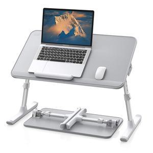 SAIJI 가죽 랩 데스크 노트북 침대 트레이 테이블, 조절 가능한 침대용 노트북 스탠드, 독서 소파 바닥(20.5