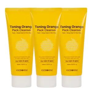 (3개)푸드어홀릭 토닝 오렌지 팩 클렌저 150ml /클렌징폼 워시오프팩