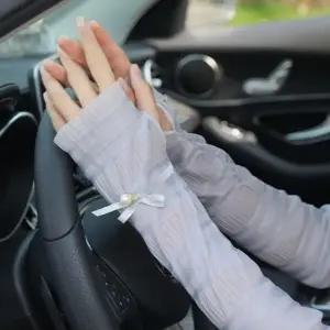 여성 여름 진주나비 쉬폰 레이스 팔토시 운전 롱장갑