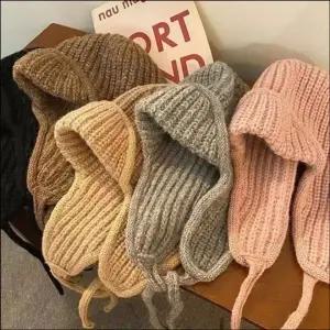 군밤모자 귀도리 겨울 방한모 니트비니 귀달이모자