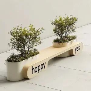 야외 벤치 스테인레스 화분 의자 영어 로고 스펠링