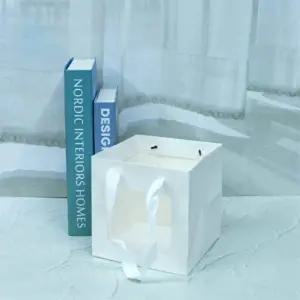 투명창 정사각 선물 쇼핑백 화이트 미니 선물용 무지