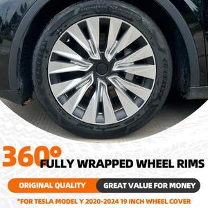 4PCS 휠 허브캡 19인치 커버 퍼포먼스 교체 캡 풀 림 액세서리 테슬라 호환 모델 Y -2024용