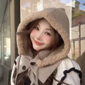 넥워머 후드 여성 니트 모자 뽀글이 바라클라바 단추 등산 야외 자전거 방한목토시 방한 겨울