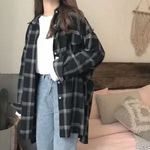 여성 오버핏 체크 셔츠 롱 남방 HH-D49