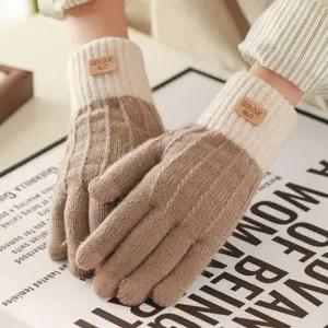 세로줄 여성 데일리 겨울 기모 장갑 1P 스마트 터치 글러브