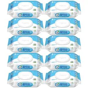 물티슈 블루 캡형 70매 10개 자취생 업소 캡형물티슈 물티슈70매 물티슈대량구매 물티슈한박스