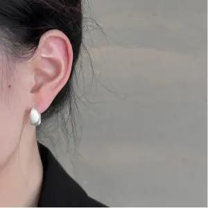 실버925 매트 샌딩 무광 원터치 링귀걸이 물병자리