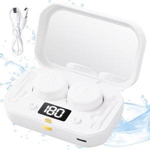 캐스보미 콘택트렌즈 청소기, 4가지 타이밍 모드를 갖춘 휴대용 부드러운 렌즈 청소를 위한 360 고주파 진동, 컬러 콘택트렌즈(흰색)