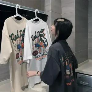 여성 여름티 러블리한 오버핏 편한 프린팅 반팔티셔츠