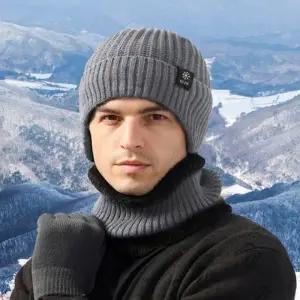 2in1 남녀공용 귀돌이 비니 넥워머 세트 Q10 목토시 니트 털모자 군밤 귀마개