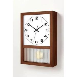 레트로 원목 벽시계 물결유리 복고풍 괘종 정밀무브먼트월넛무지개유리 앤틱 일본식 괘종시계