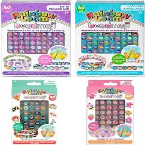 레인보우 룸 비드모지 4팩 번들 베스트 굿 바이브 스위트 트렌디 - 고무 밴드 DIY 참 팔찌 키트 4개 스피드