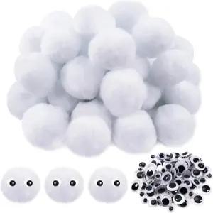 TOAOB 50pcs 대형 폼 2인치 화이트 크래프트 퍼지 볼과 구글리 윙윙거리는 눈으로 DIY 공예 프로젝트 홈