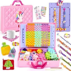 ELFJOY 우정 팔찌 만들기 키트 예술 및 공예 8세 9 10 11 12세 소녀용 용 무지개 직조 베틀로 코스터 제작