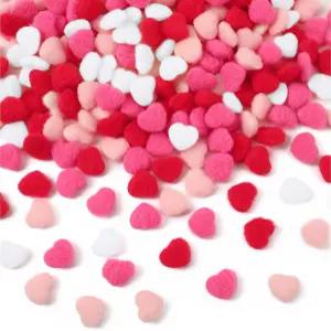 SEPGLITER 300개 발렌타인데이 하트 폼 핑크 레드 미니 모양의 플러피 볼 발렌타인 DIY 화환 공예 웨딩